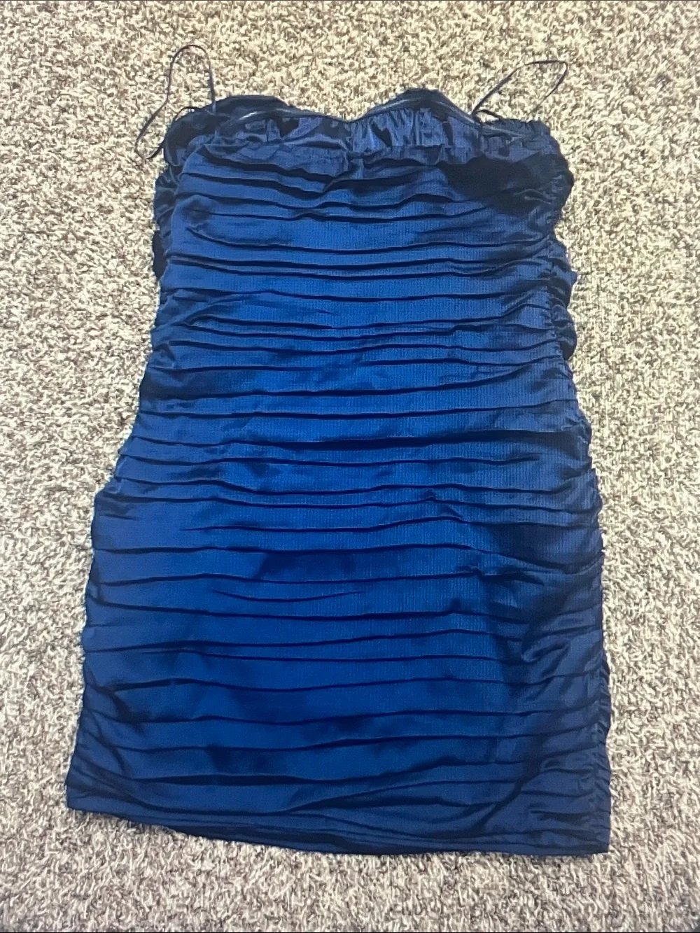 Express Strapless Ruched Sheen Dress - Navy Blue